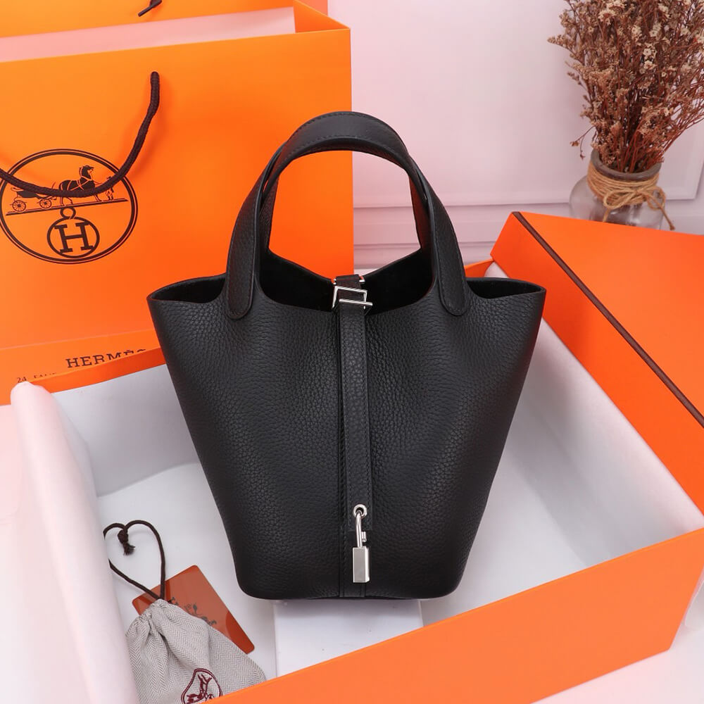Hermes Picotin Lock 18 – Black | Silver Hardware