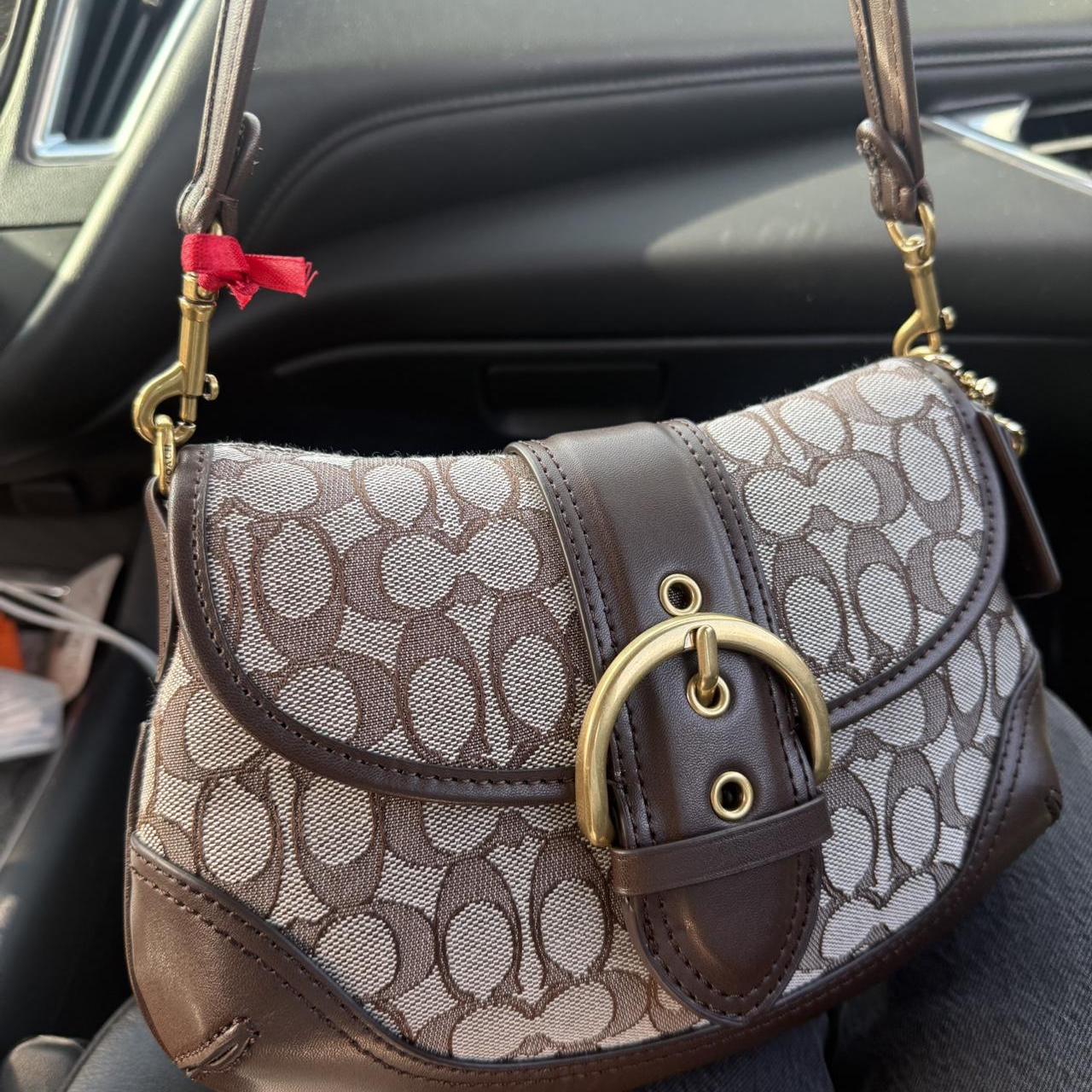 Coach Signature Canvas Soho Shoulder Bag in brown and tan