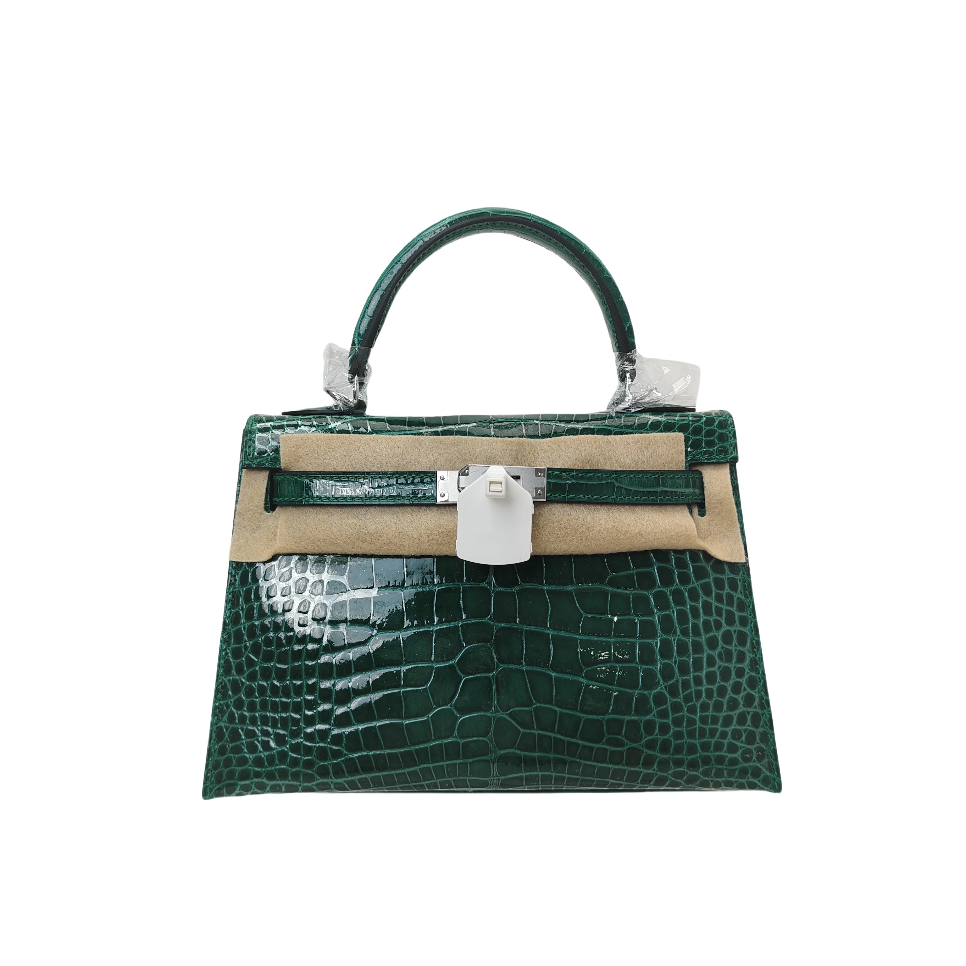 kelly- crocodile skin-dark green-100% handmade