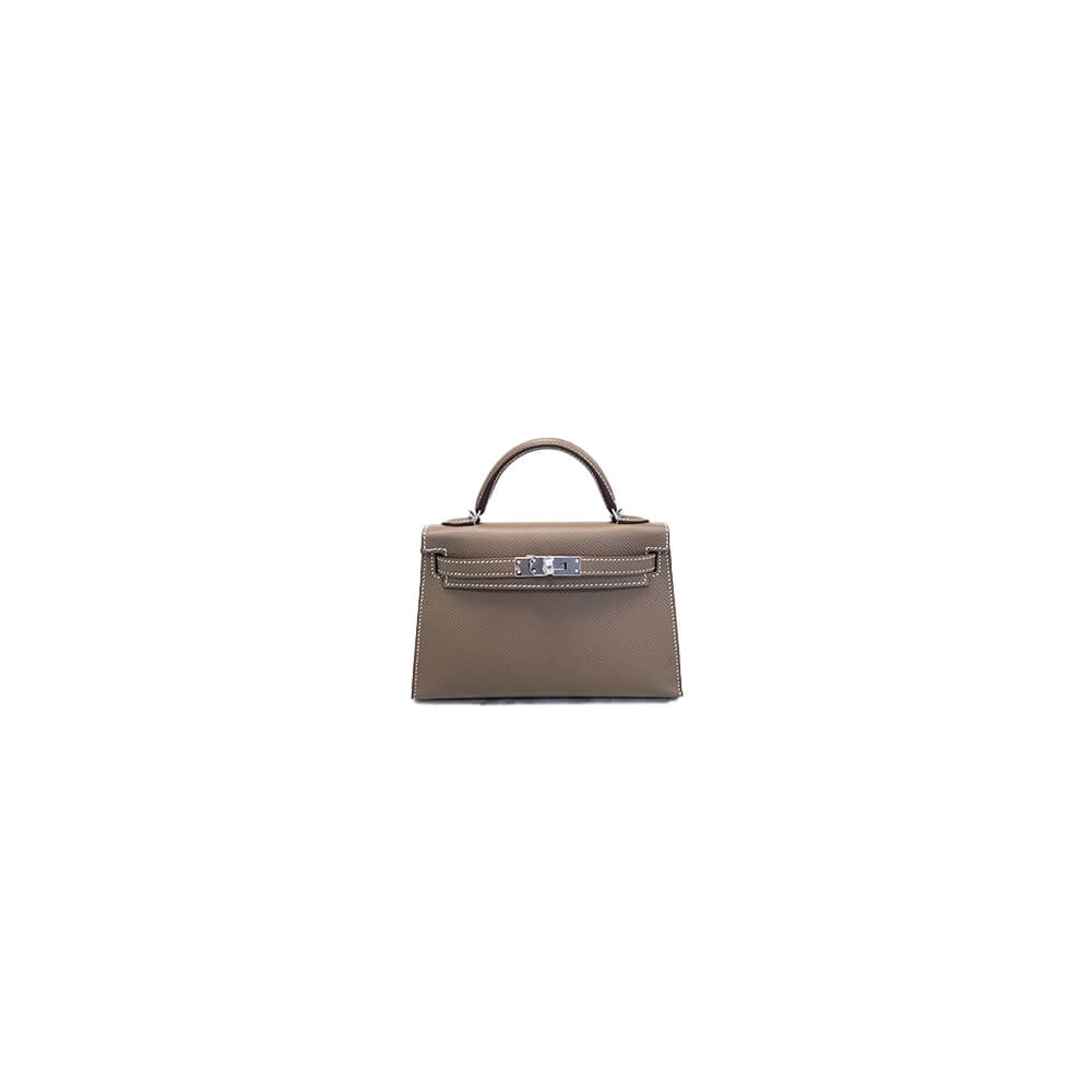 Hermes Mini Kelly II (High-End Grade) – Etoupe with Silver Hardware