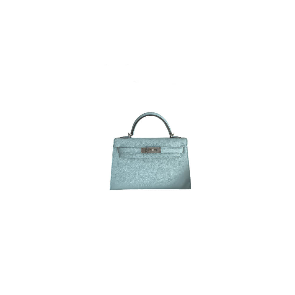 Hermès Mini Kelly II (High-End Grade) – Pewter Blue Epsom with Gold Hardware