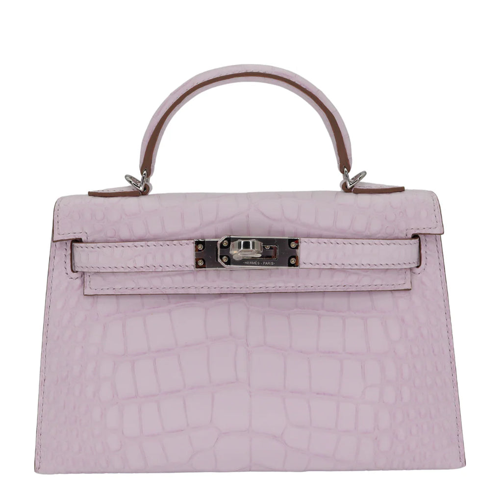 Handmade Mini Mauve Pale Matte Alligator Palladium Hardware