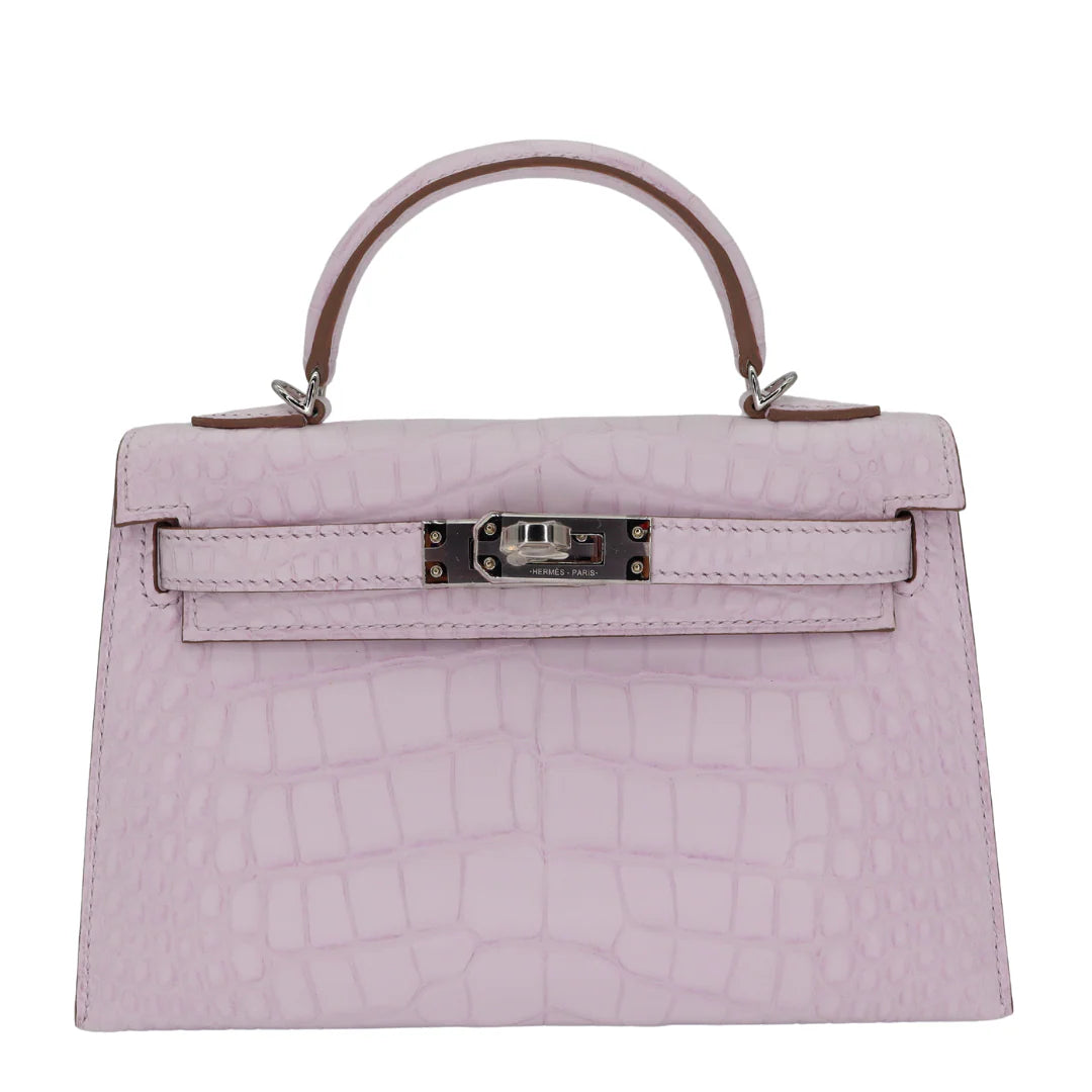 Handmade Mini Mauve Pale Matte Alligator Palladium Hardware