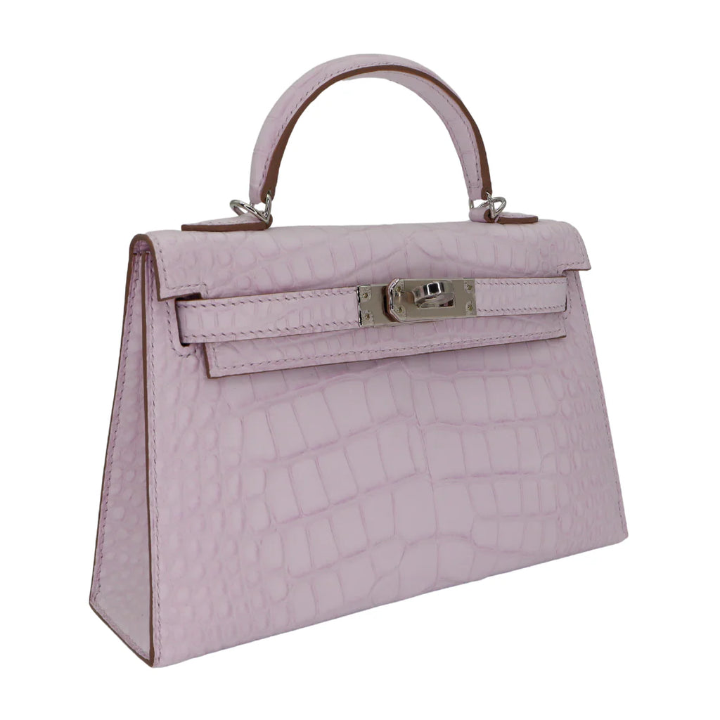 Handmade Mini Mauve Pale Matte Alligator Palladium Hardware