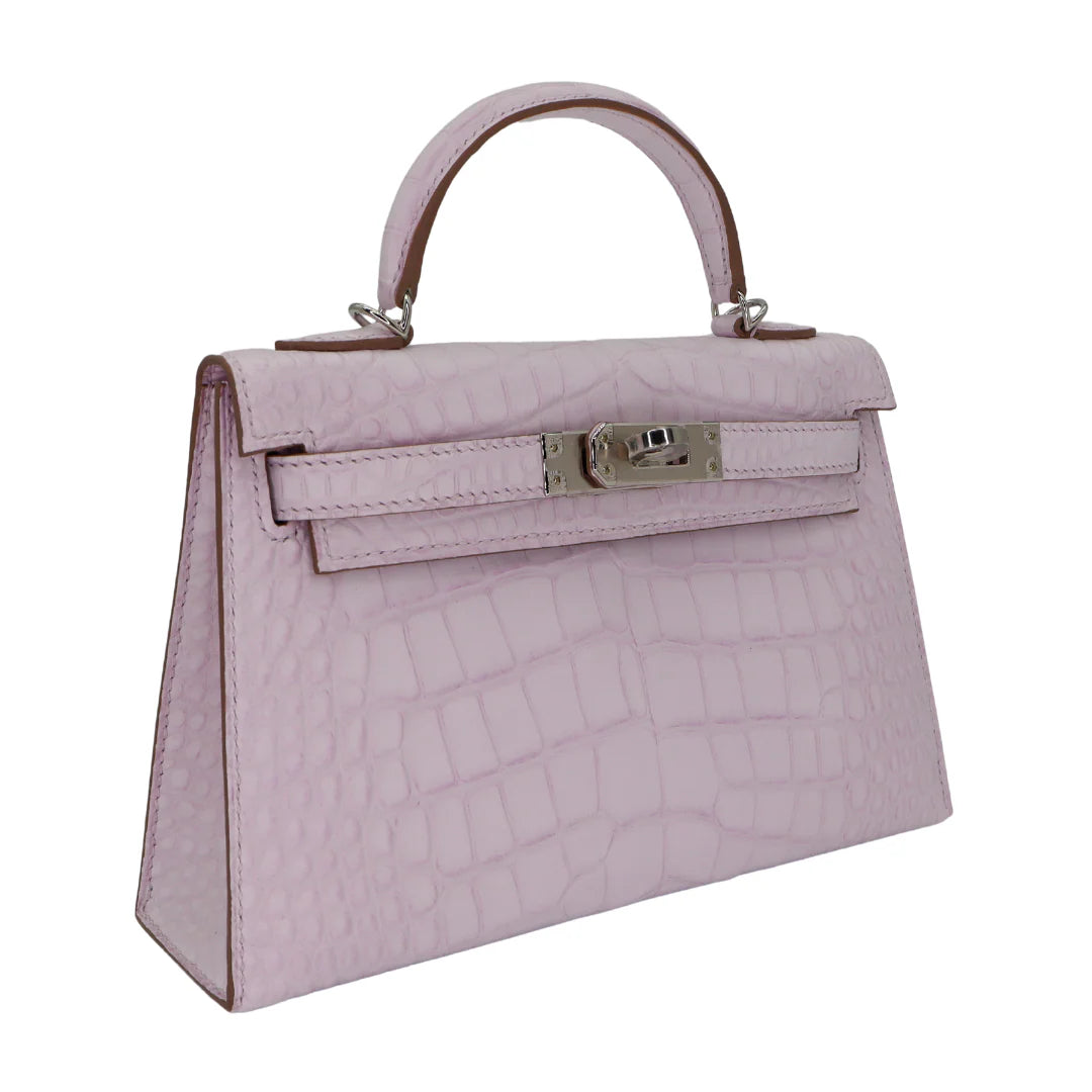 Handmade Mini Mauve Pale Matte Alligator Palladium Hardware