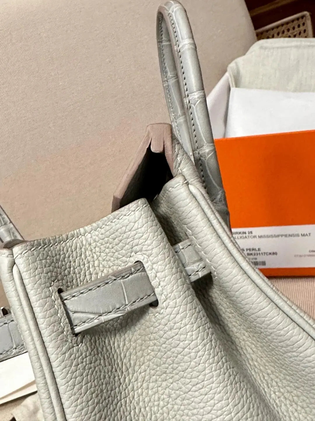 BKbag-Togo leather + crocodile leather combination