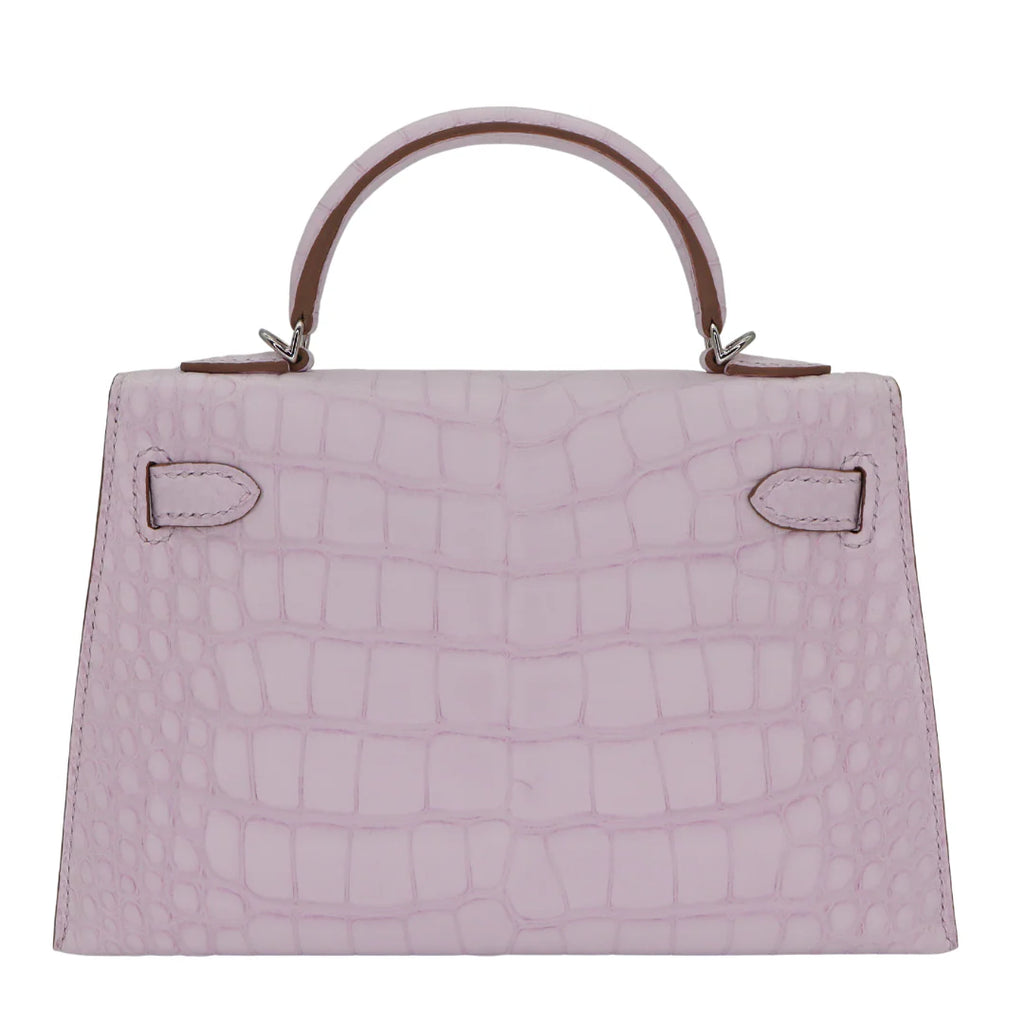 Handmade Mini Mauve Pale Matte Alligator Palladium Hardware