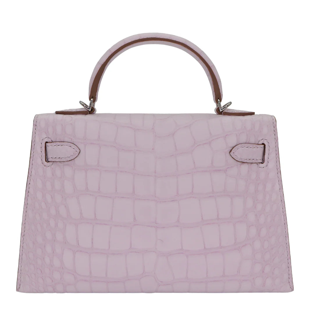 Handmade Mini Mauve Pale Matte Alligator Palladium Hardware