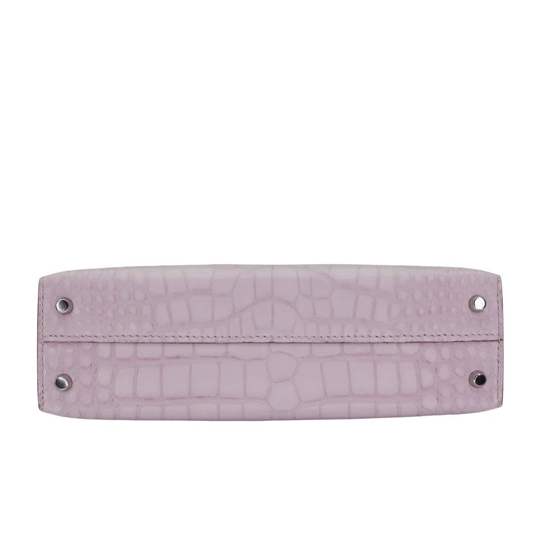 Handmade Mini Mauve Pale Matte Alligator Palladium Hardware