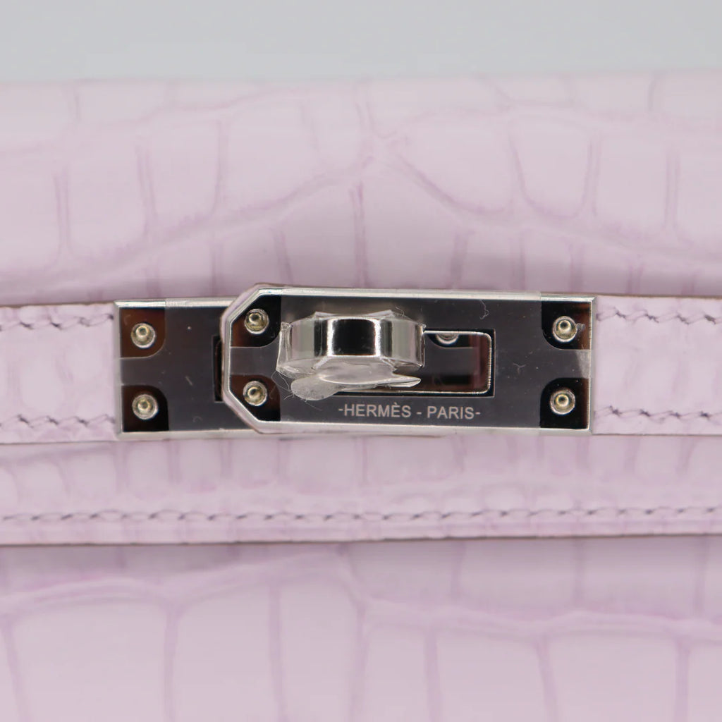 Handmade Mini Mauve Pale Matte Alligator Palladium Hardware