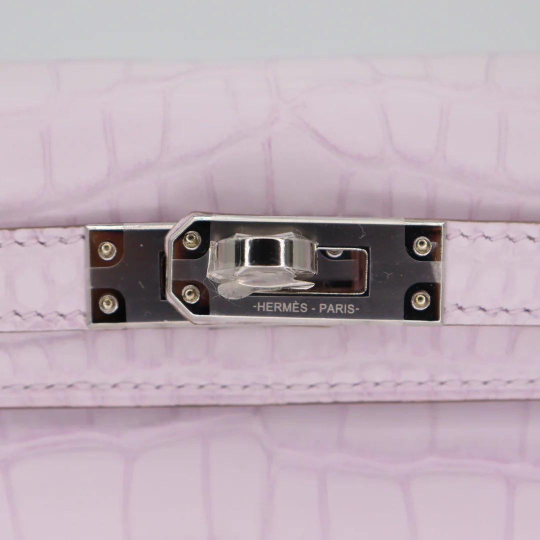 Handmade Mini Mauve Pale Matte Alligator Palladium Hardware