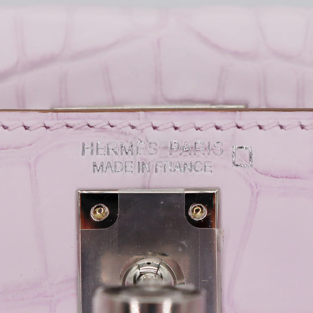 Handmade Mini Mauve Pale Matte Alligator Palladium Hardware