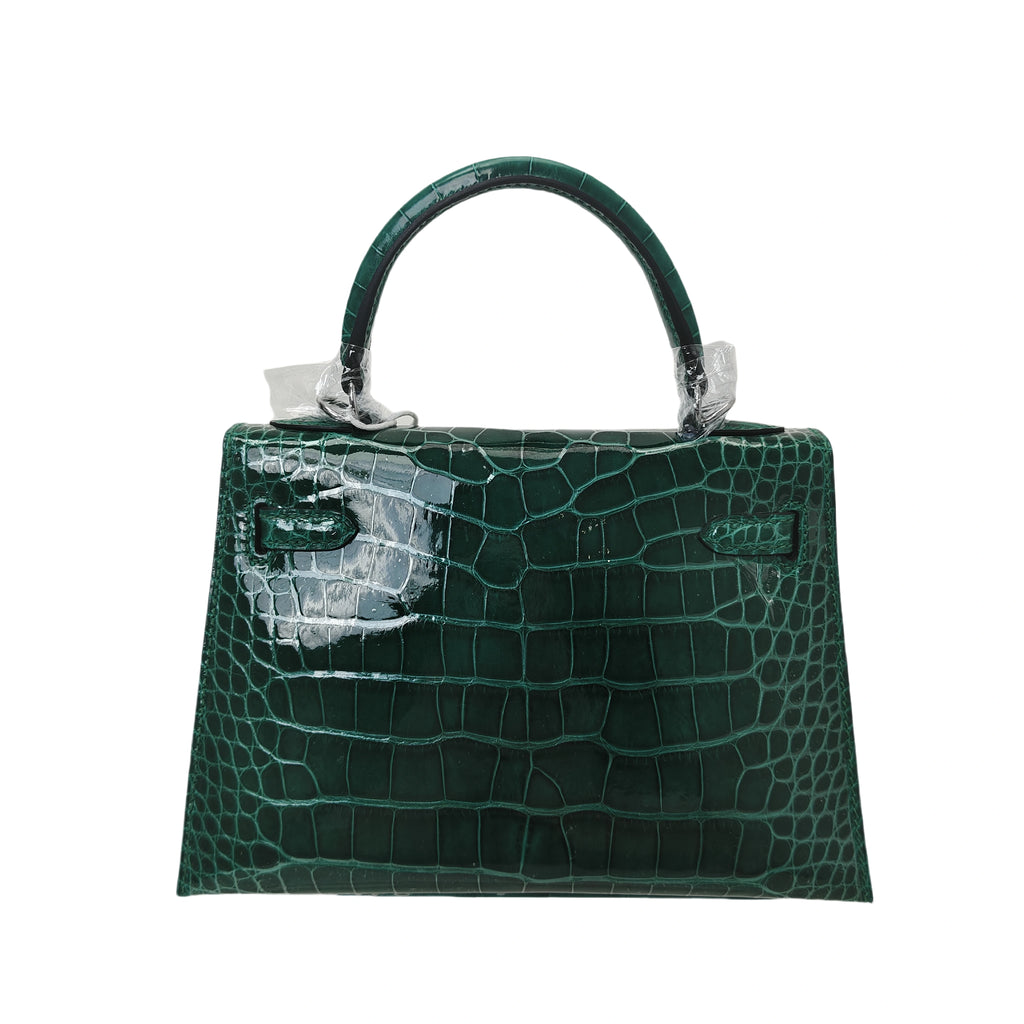 kelly- crocodile skin-dark green-100% handmade