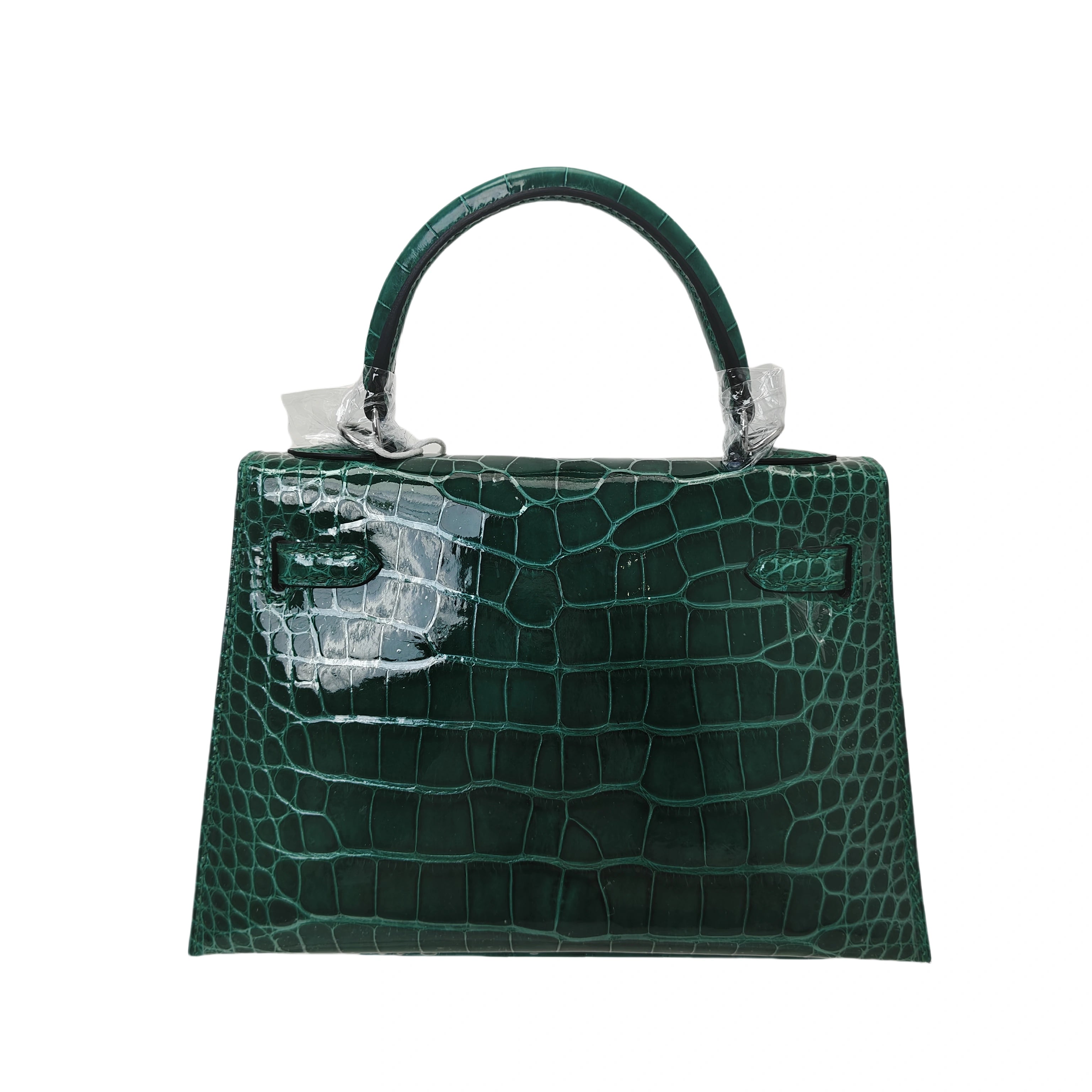 kelly- crocodile skin-dark green-100% handmade