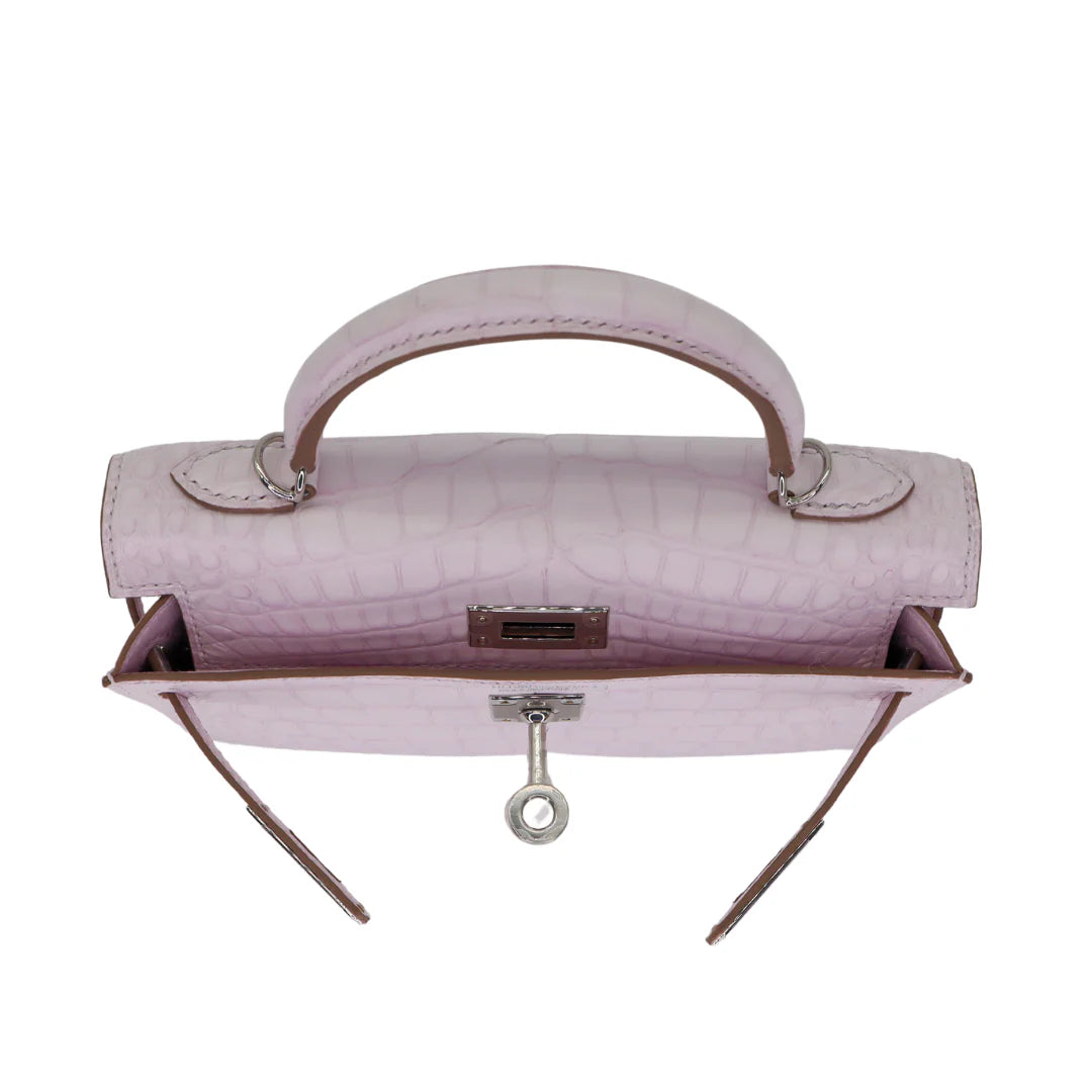 Handmade Mini Mauve Pale Matte Alligator Palladium Hardware