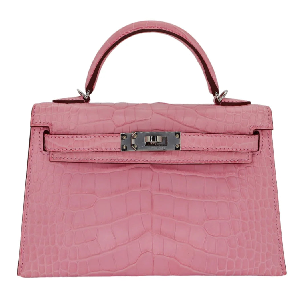 Handmade Mini Bubblegum Matte Alligator Palladium Hardware