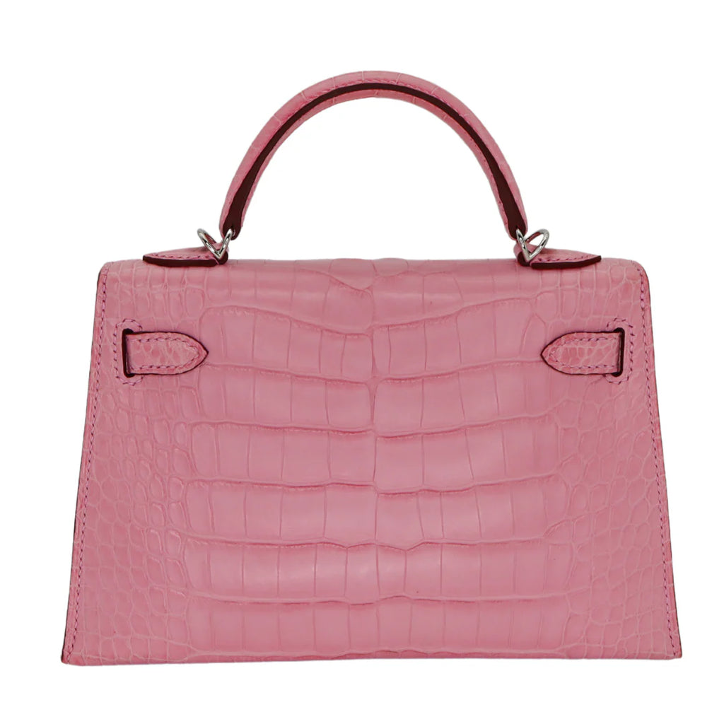 Handmade Mini Bubblegum Matte Alligator Palladium Hardware