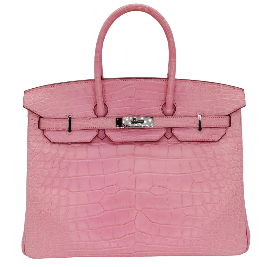 35cm Handmade Bubblegum Matte Alligator Palladium Hardware