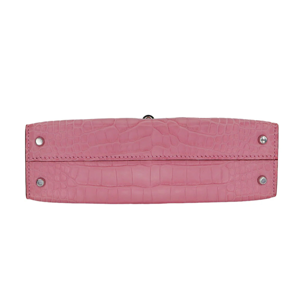 Handmade Mini Bubblegum Matte Alligator Palladium Hardware
