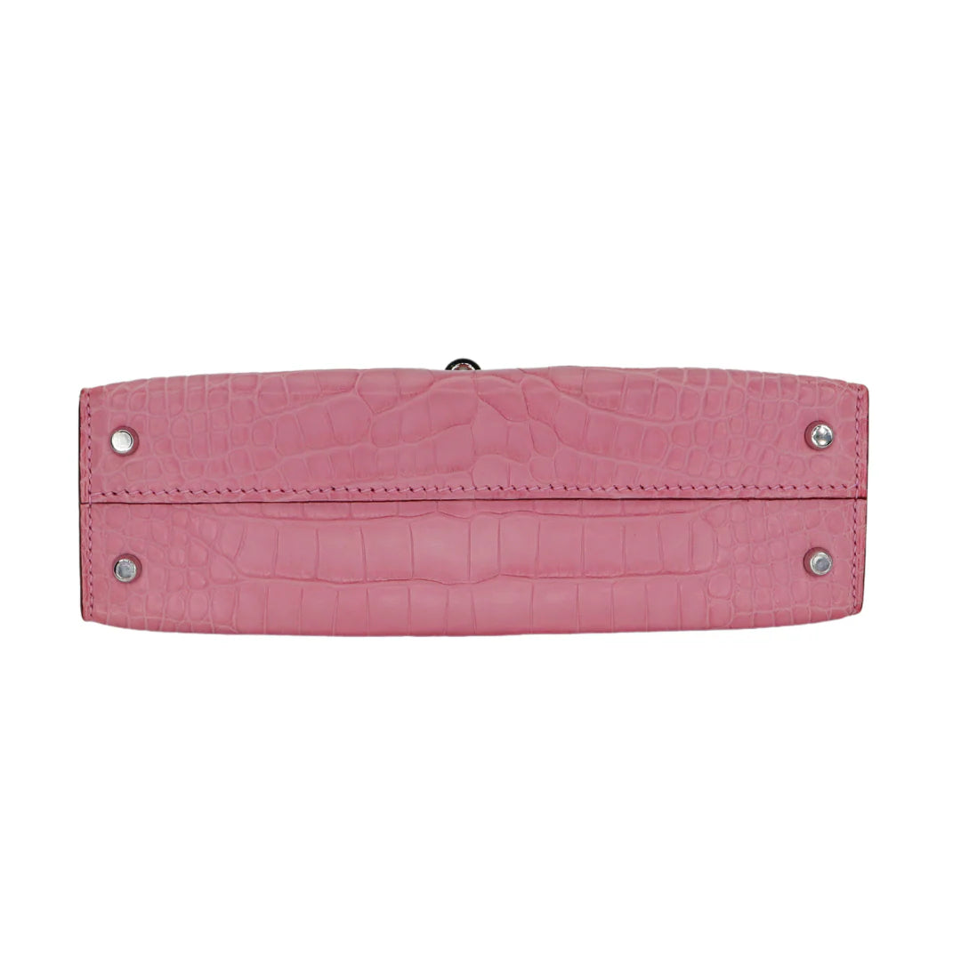Handmade Mini Bubblegum Matte Alligator Palladium Hardware