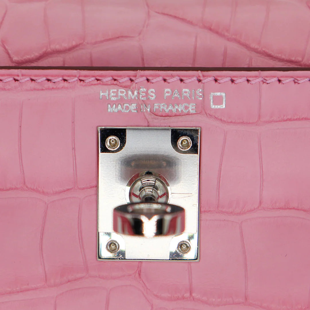 Handmade Mini Bubblegum Matte Alligator Palladium Hardware