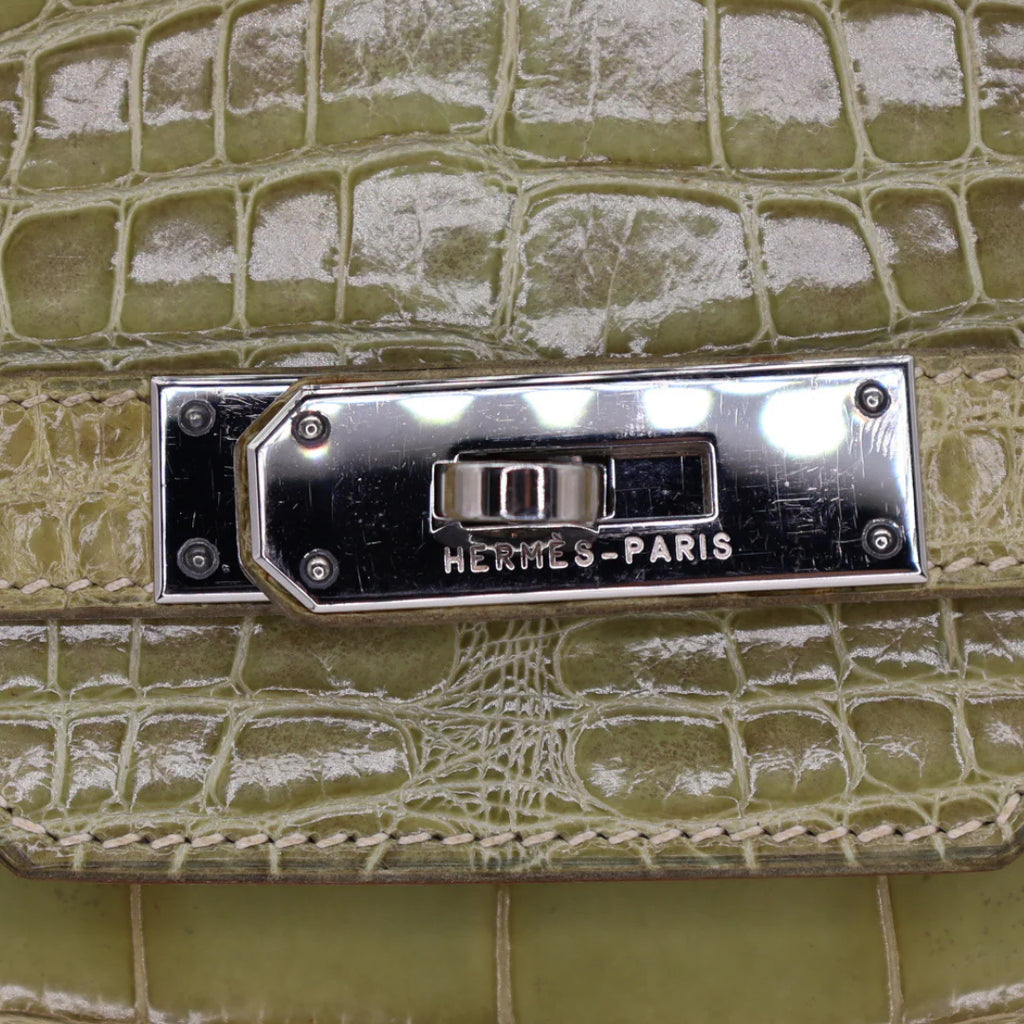35cm Handmade Natura Vert Celadon Shiny Niloticus Palladium Hardware
