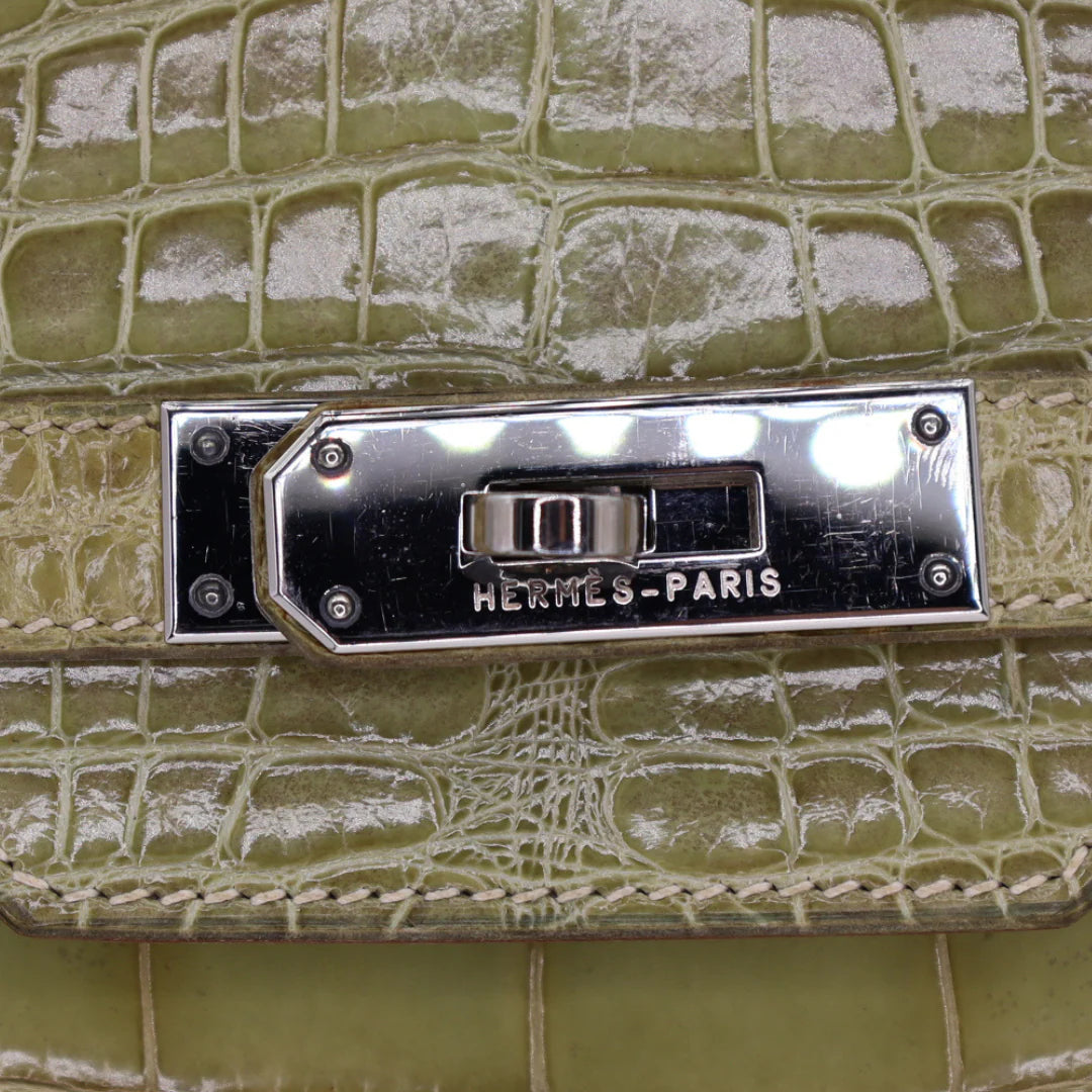 35cm Handmade Natura Vert Celadon Shiny Niloticus Palladium Hardware
