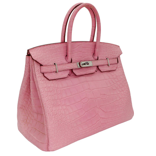 35cm Handmade Bubblegum Matte Alligator Palladium Hardware