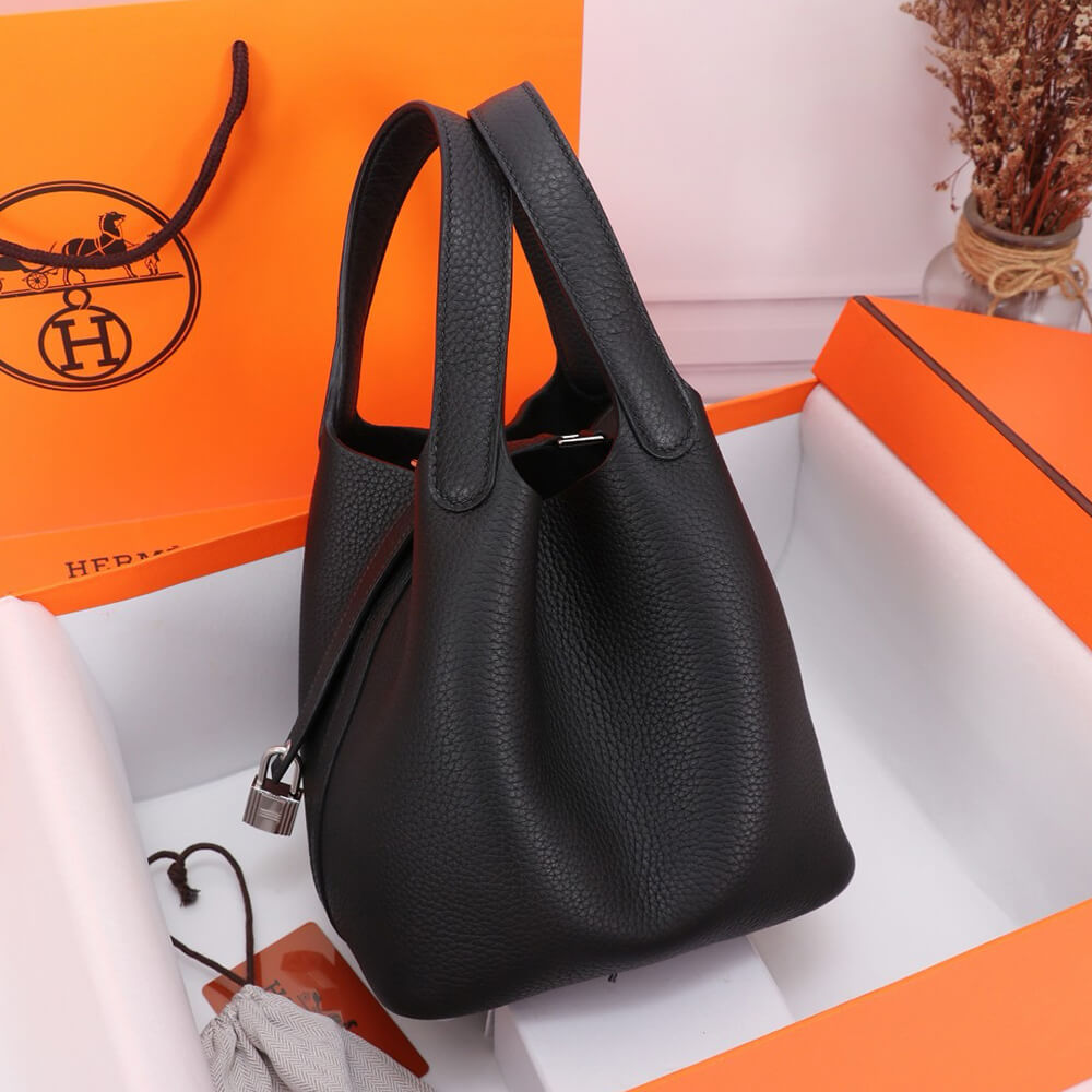 Hermes Picotin Lock 18 – Black | Silver Hardware