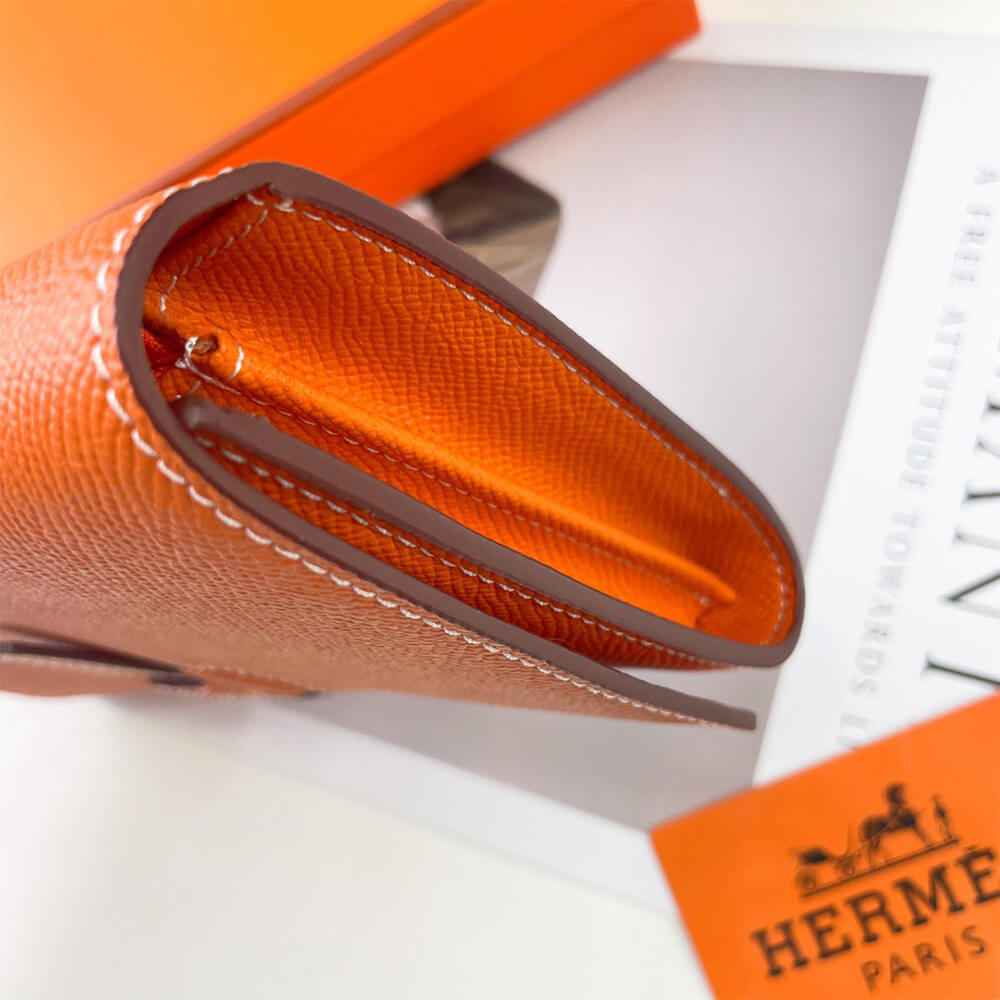 Hermes New H Passant Toutenmain Wallet – Orange