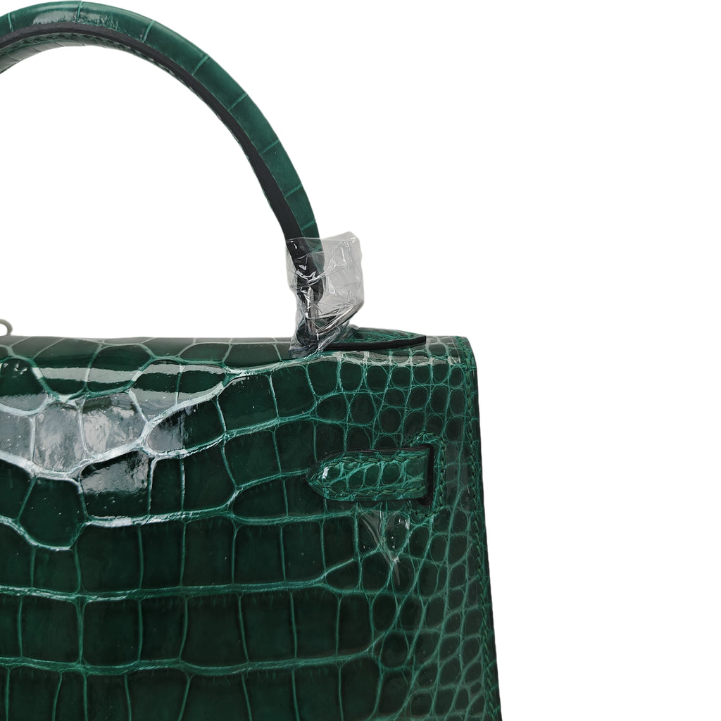 kelly- crocodile skin-dark green-100% handmade