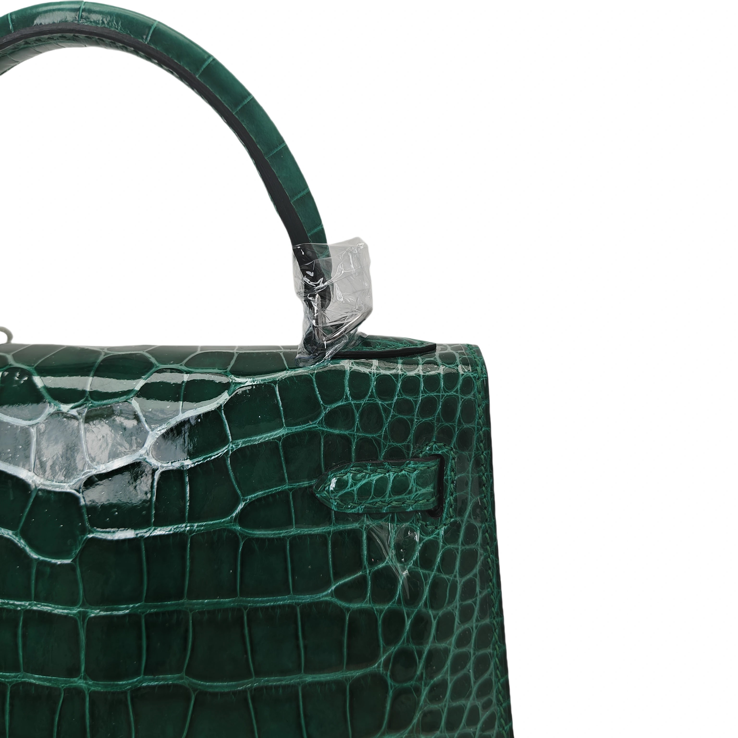 kelly- crocodile skin-dark green-100% handmade