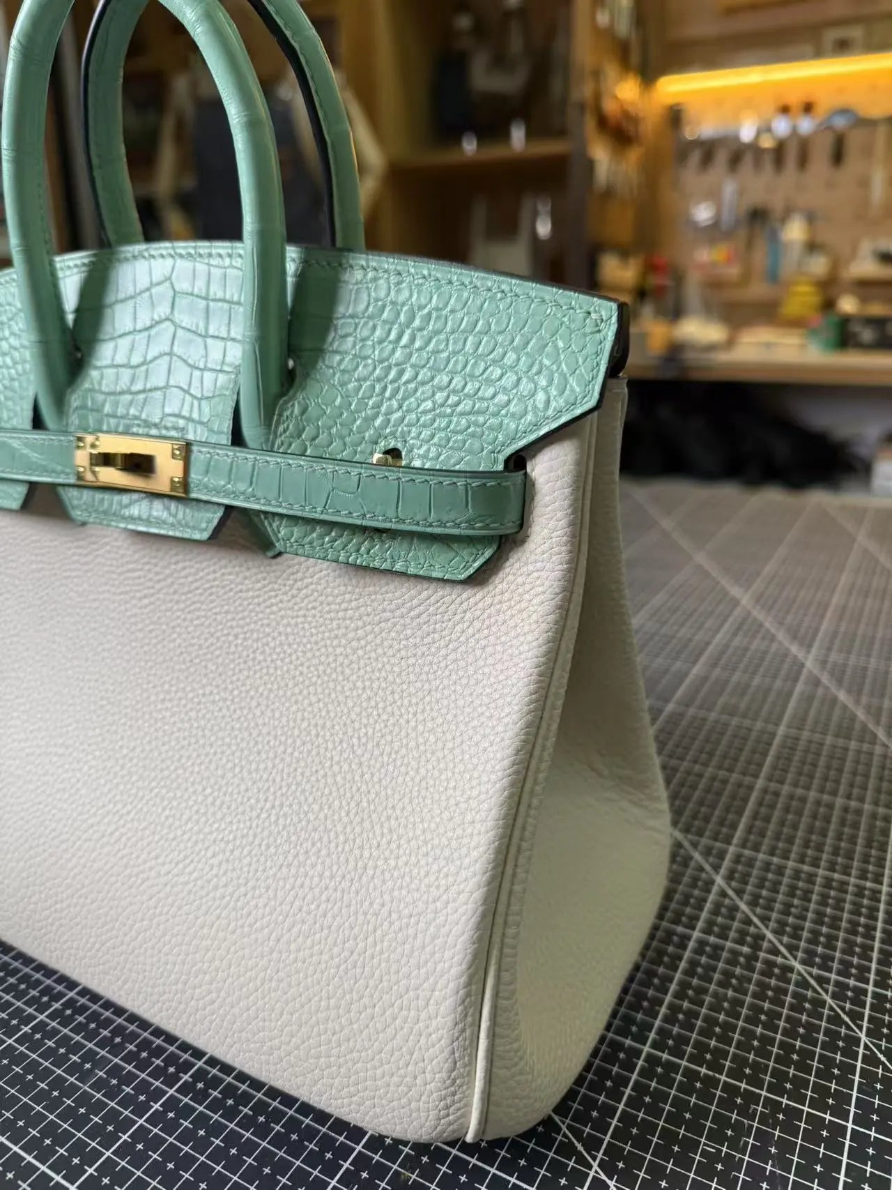 BK-25size-Crocodile leather + Togo leather