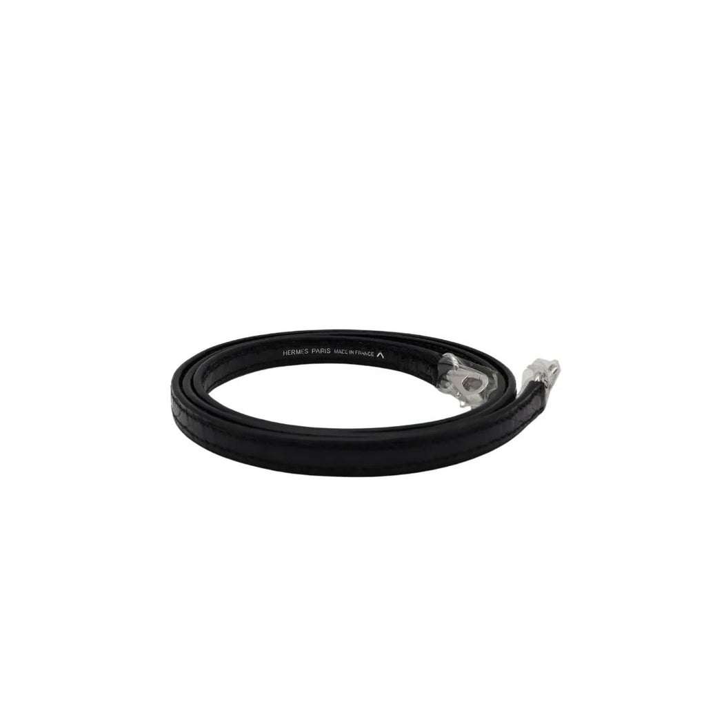 Handmade Mini Black Shiny Porosus Crocodile Diamond Hardware