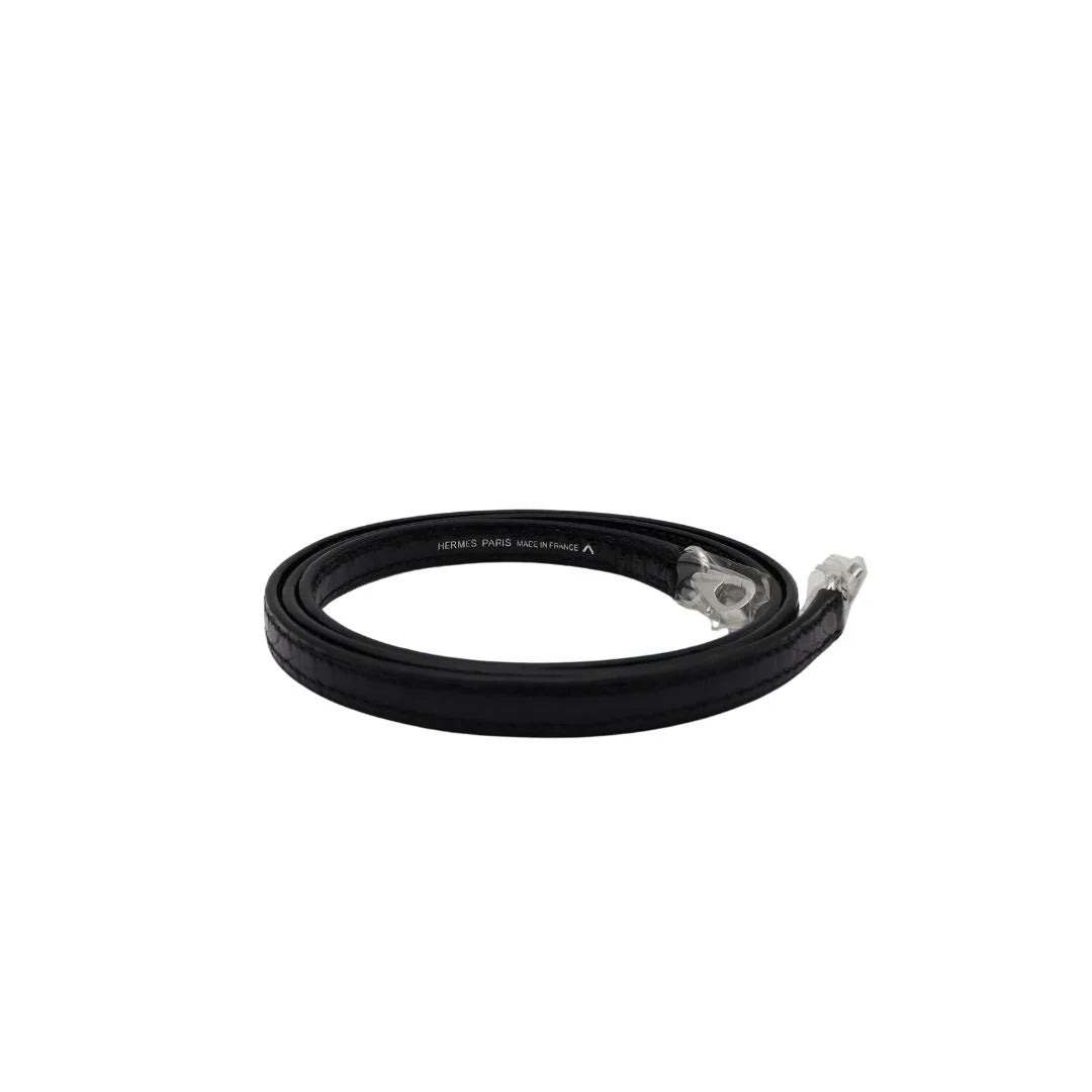 Handmade Mini Black Shiny Porosus Crocodile Diamond Hardware
