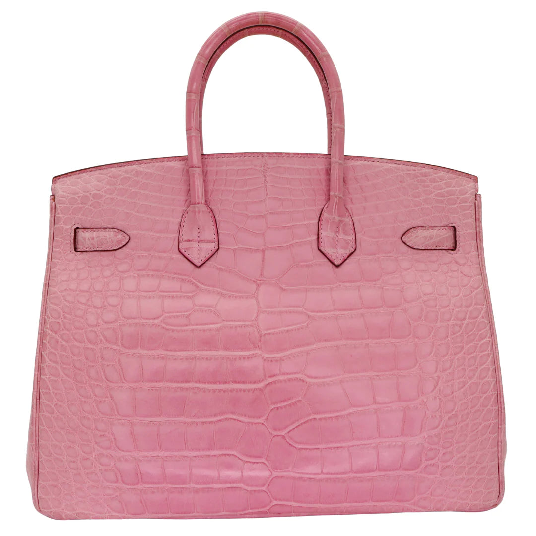 35cm Handmade Bubblegum Matte Alligator Palladium Hardware