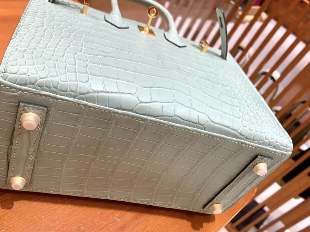 BK20size- American crocodile skin-Mint green