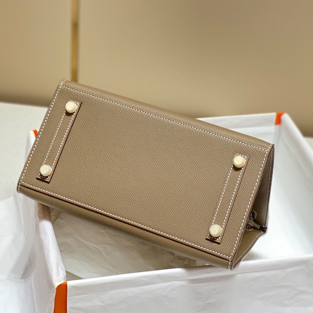 Birkin-Style 25 Sellier Tote – Etoupe with Gold Accents