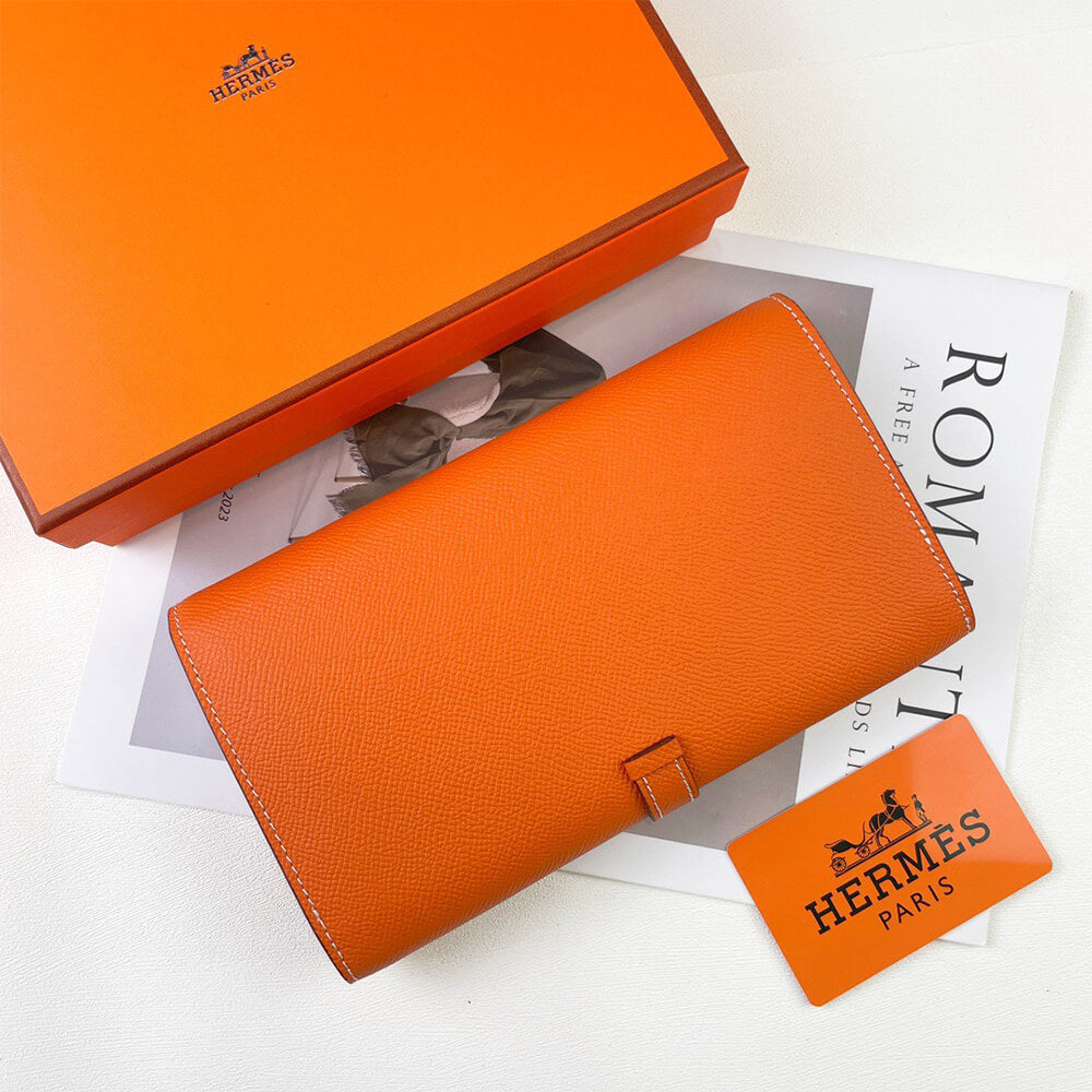 Hermes New H Passant Toutenmain Wallet – Orange