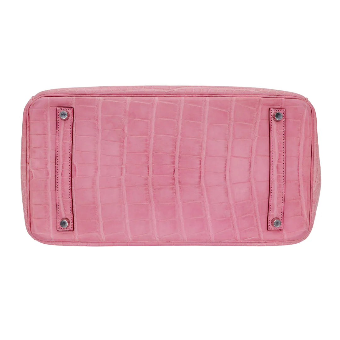 35cm Handmade Bubblegum Matte Alligator Palladium Hardware