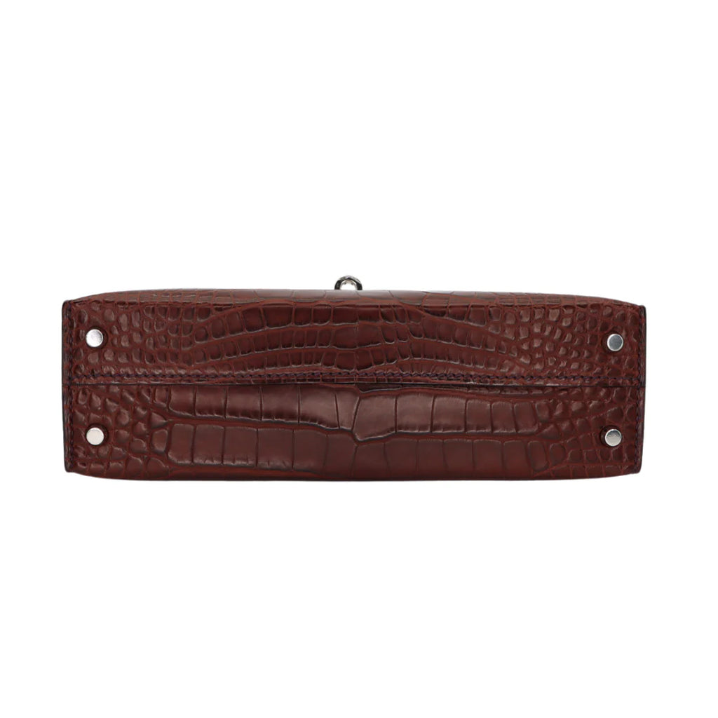 Handmade Havane Matte Alligator Palladium Hardware