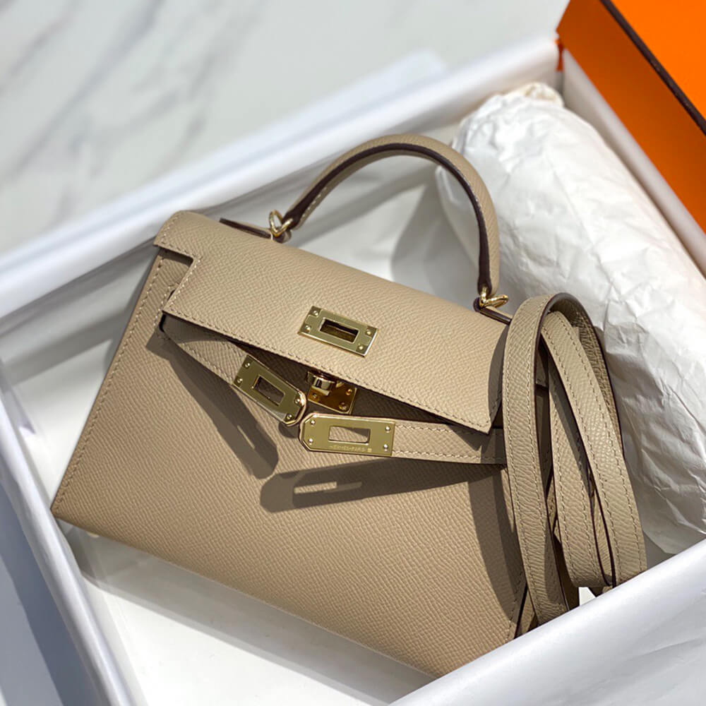 Hermes Mini Kelly II – Khaki Epsom with Gold Hardware (High-End Grade)