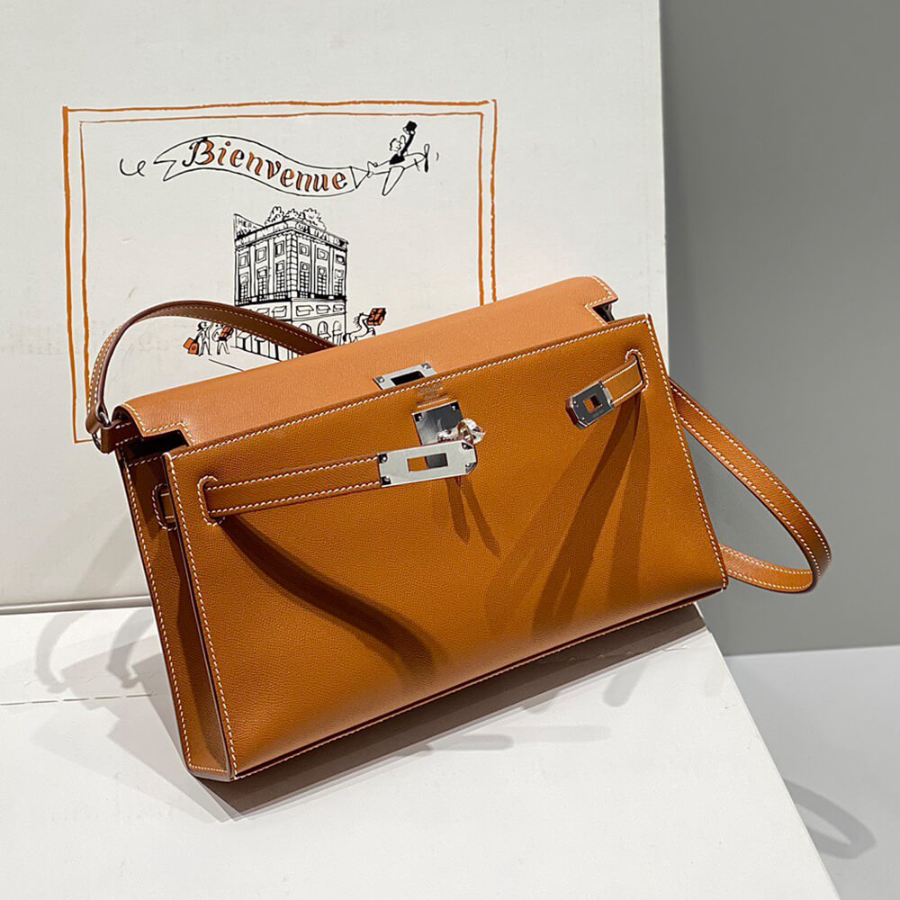 Hermes Kelly Elan – Gold Brown with Silver Hardware – Madame Leather