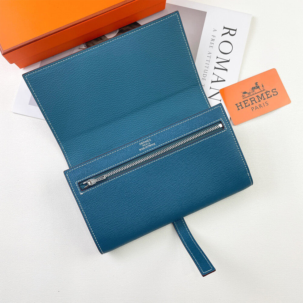 Hermes New H Passant Toutenmain Wallet – Bleu Zanzibar