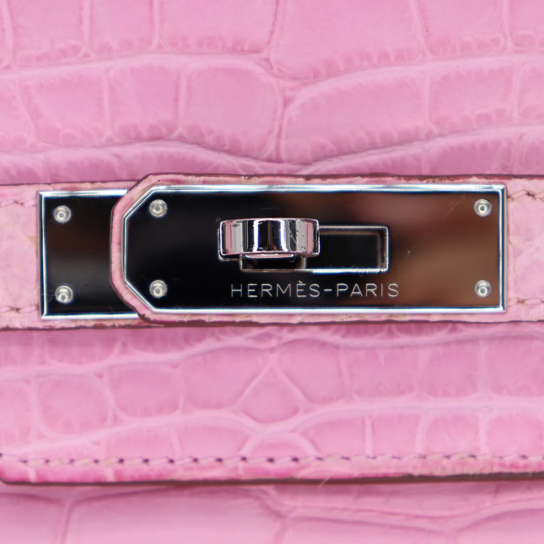 35cm Handmade Bubblegum Matte Alligator Palladium Hardware