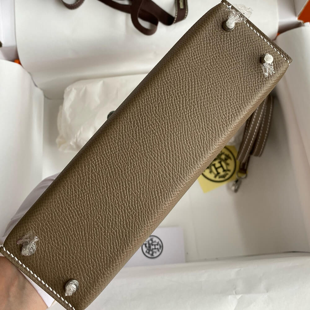 Hermes Mini Kelly II (High-End Grade) – Etoupe with Silver Hardware