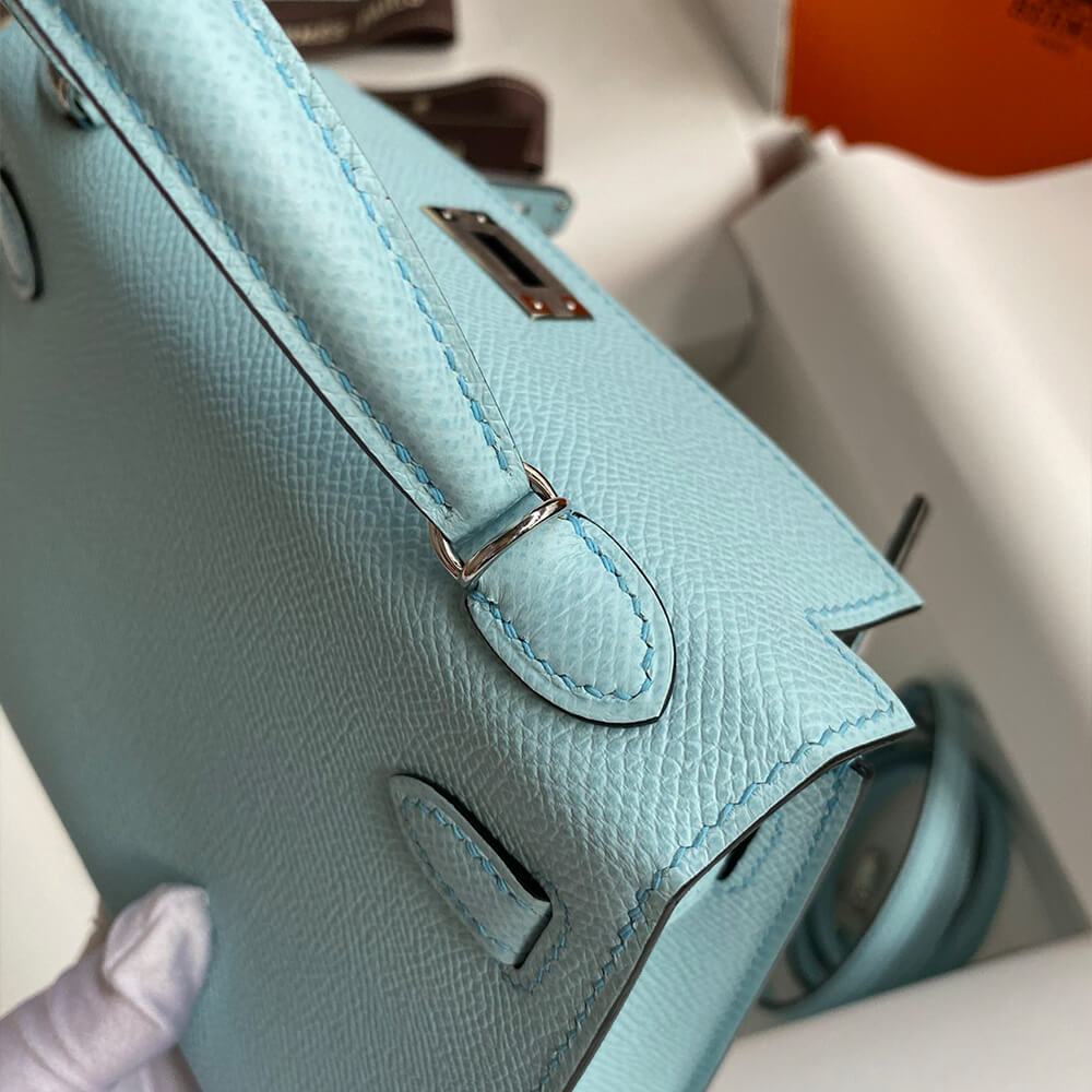Hermès Mini Kelly II (High-End Grade) – Pewter Blue Epsom with Gold Hardware