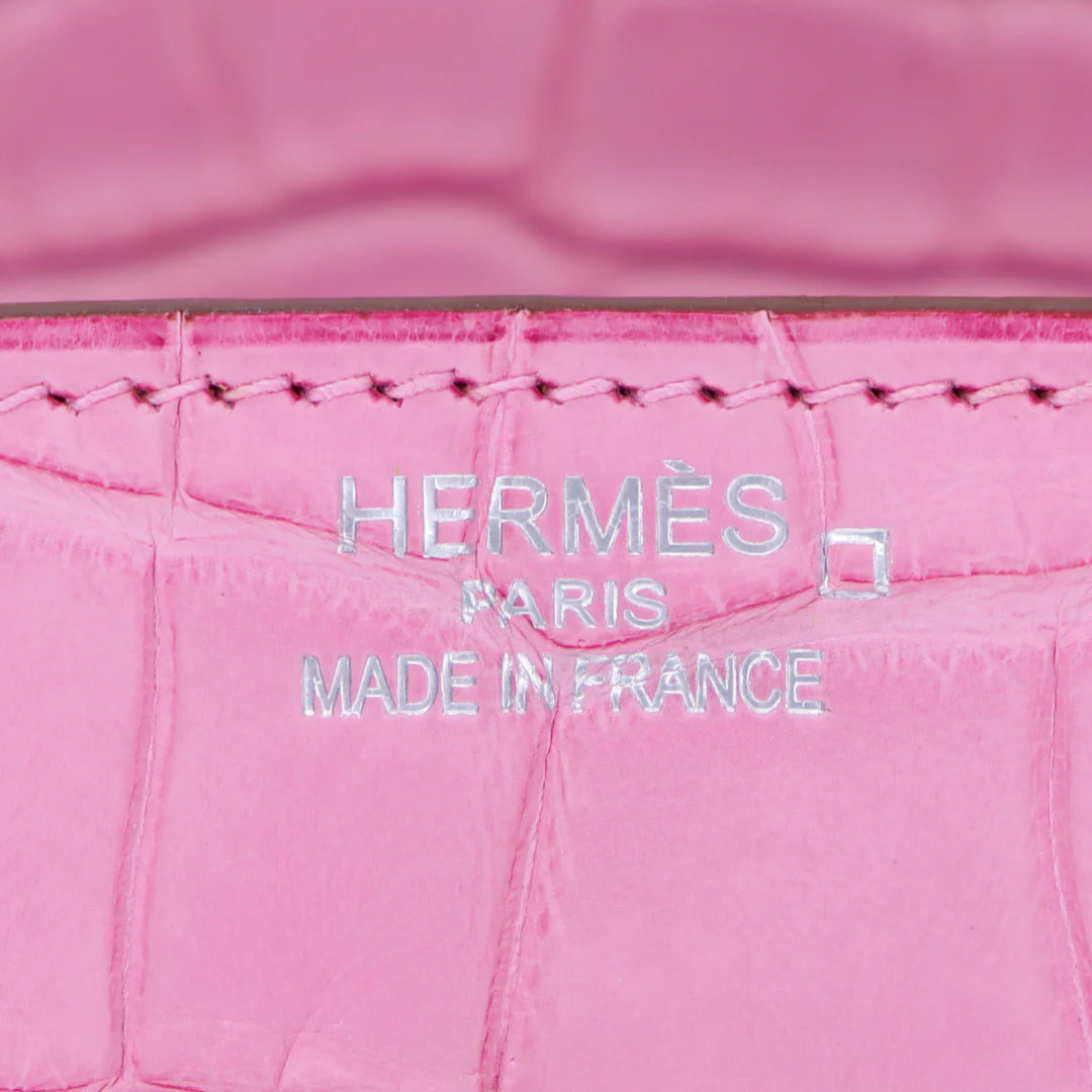 35cm Handmade Bubblegum Matte Alligator Palladium Hardware