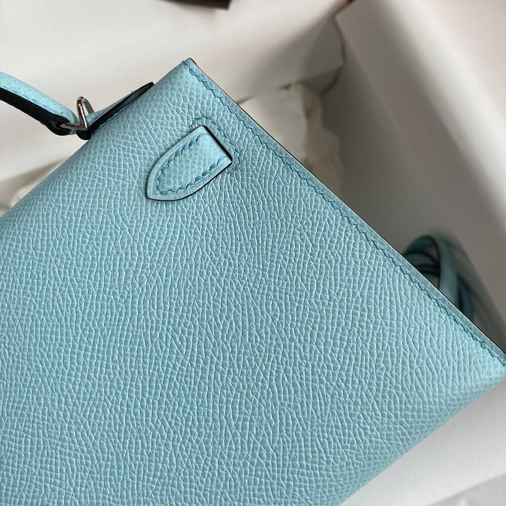 Hermès Mini Kelly II (High-End Grade) – Pewter Blue Epsom with Gold Hardware