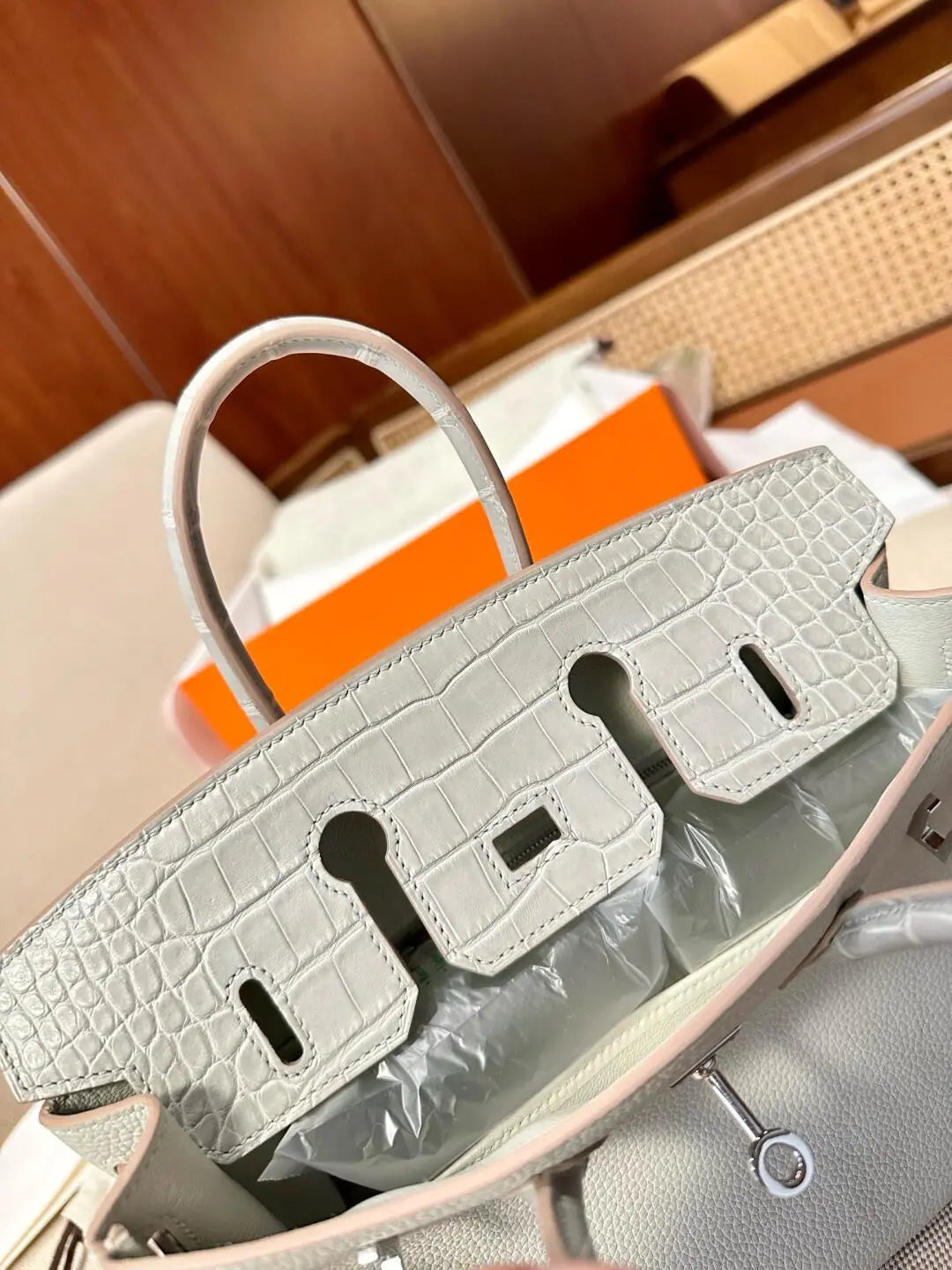 BKbag-Togo leather + crocodile leather combination